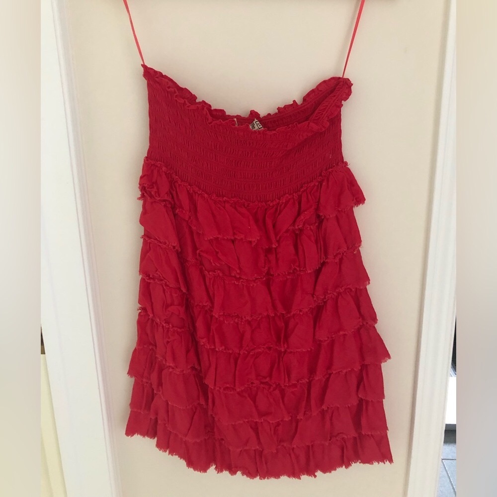 Zara 100% cotton layered ruffled pull-on mini dress